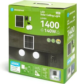 Aigostar - Set 2 buc. plafoniere solare LED 3,7V 12000 mAh IP65 + telecomandă