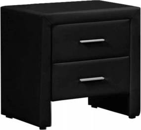 Noptiera CASTEL, negru, piele ecologica, 48x42x55 cm