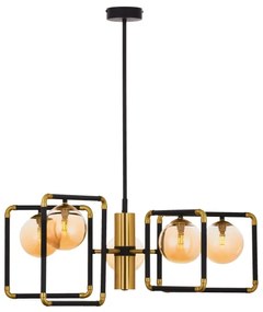Lustră pe tijă Jupiter 1984 IBRA 5xG9/10W/230V negru/auriu/bej