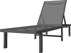 Outsunny Șezlong de grădină cu roți reglabil în 4 poziții și Textilene 530g/m² Gri Închis | Aosom Romania