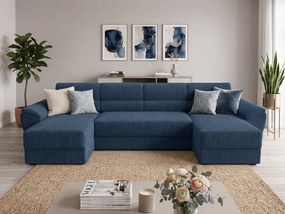 Coltar extensibil in U TAVERO 321x140 cm, albastru inchis