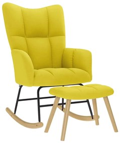 vidaXL Scaun balansoar cu taburet din material galben deschis