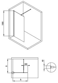 Paravan dus walk-in sticla securizata 100x200 cm crom Deante Kerria Plus 1000x2000 mm, Crom lucios