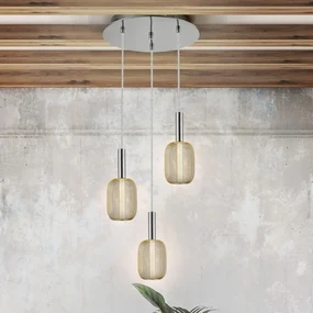 Lustra cu 3 pendule LED design modern Micron crom/auriu SV-413626