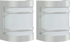 vidaXL Corpuri de iluminat exterior de perete 2 buc argintiu oțel inox