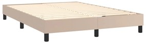 Pat box spring cu saltea, cappuccino, 140x200cm piele ecologica Cappuccino, 140 x 200 cm, Nasturi de tapiterie
