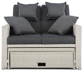 Zona de confort Rattan canapea pentru camera de zi, cu două locuri, din răchită 121x86x99cm 10cm, plianta siextensibila, alba
