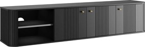 Comodă TV suspendată Vesper 187 cm cu 3 uși - negru / mânere aurii