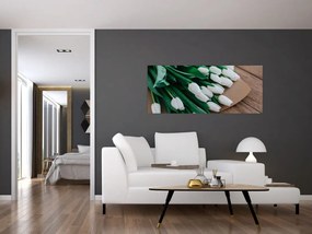 Tablou cu buchet de lalele albe (120x50 cm)
