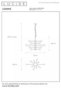 Lucide 21421/10/30 - Lustru suspendat pe cablu LEANNE 10xE27/40W/230V