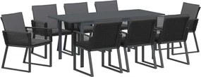 vidaXL Set de masă pentru grădină 9 pcs Antracit poliratan