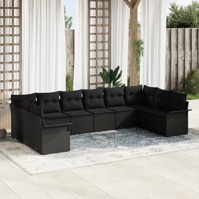 vidaXL Set de canapele pentru grădină 10 pcs Negru Rattan poli