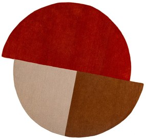 Covor cărămiziu țesut manual, rotund, din lână ø 200 cm Mia Segment – Flair Rugs