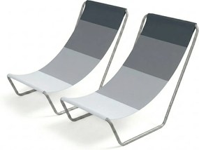 Set de 2 sezlonguri pliante pentru plaja SAND, dungi gri