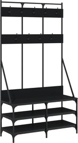 vidaXL Suport de haine cu raft de pantofi, negru, 100x40x184 cm