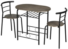 HOMCOM Set bistrou 3 piese, 1 masă, 2 scaune, 80 cm x 53 cm x 74,5 cm, Negru | Aosom Romania