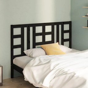 Tablie de pat, negru, 141x4x100 cm, lemn masiv de pin 1, Negru, 141 x 4 x 100 cm