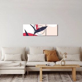 Tablou - Abstracție florală roz N⁰1 (cu ceas) (90x30 cm)