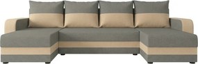 Coltar extensibil in forma de U VALERIO, gri deschis/bej, 305x140 cm