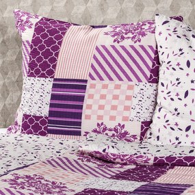 Lenjerie de pat din crep 4Home Patchwork violet, 140 x 220 cm, 70 x 90 cm