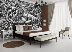 Fototapet - Relief familiei de elefanți (152,5x104 cm), în 8 de alte dimensiuni noi