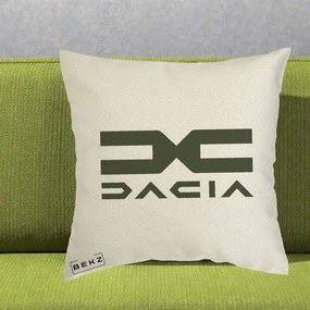 Perna Personalizata cu emblema Dacia, 40x40 cm, Ecru, Husa Detasabila, Perna Inclusa, BEKZ®