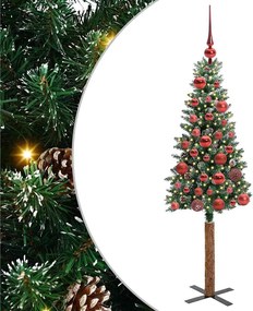 vidaXL Brad de Crăciun subțire Verde 150 cm PVC și lemn de PIN masiv