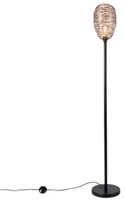 Lampa de podea design neagra cu cupru 30 cm - Sarella
