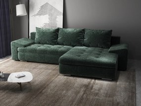 Colțar extensibil dumonde cu ladă de depozitare si sezut confortabil din spuma high-density, Leonardo Euphoria Verde 260x185 cm II