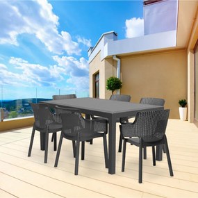 Set mobilier de grădină Evody 6+1, grafit