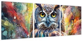 Tablou - Pictură de o bufniță (cu ceas) (90x30 cm)