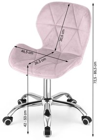 Set pentru birou – birou pliabil ZARIMO 80×40 cm, alb + scaun de birou AVOLA VELVET roz