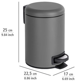 Wenko Coș de gunoi cu pedală Leman 3 l, gri, 3 l