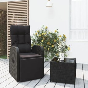 vidaXL Set șezlonguri grădină, 2 piese, negru, poliratan&oțel