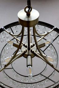 Candelabru din sticlă și alamă antichizată, lucrat manual, cu prisme de cristal, 57x70 cm, „Versailles"