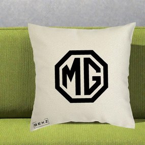 Perna Personalizata cu emblema MG, 40x40 cm, Ecru, Husa Detasabila, Perna Inclusa, BEKZ®