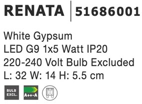 Aplica de perete cu iluminat ambiental gips alb RENATA