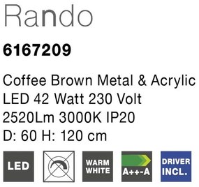 Lustra moderna suspendata LED 3000K Ã˜60cm RANDO maro NVL-6167209