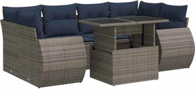 vidaXL Set canapele grădină cu perne 7 piese gri poliratan/lemn acacia