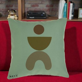 Perna Decorativa Geometric Boho Disc si Arc, 40x40 cm, Verde, Husa Detasabila, Perna Inclusa, BEKZ®