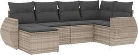 vidaXL Set canapele de grădină cu perne, 6 piese gri deschis poliratan