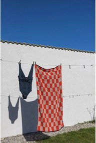 Prosop portocaliu/bej din bumbac organic din frotir 50x90 cm Retro – Mette Ditmer Denmark