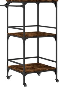 vidaXL Cărucior de bucătărie stejar fumuriu60,5x50x105cm lemn prelucrat