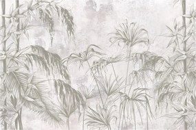 Tablou - Plante tropicale pe perete gri (90x60 cm)