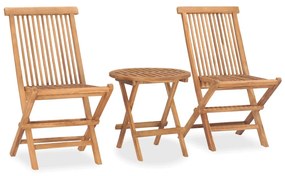 315453 vidaXL Set mobilier de exterior pliabil, 3 piese, lemn masiv tec