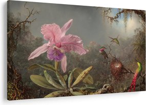 Tablou - Martin Johnson Heade, Cattleya Orchid and Three Hummingbirds, reproducere (90x60 cm)