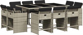 vidaXL Set mobilier de grădină cu perne 11 piese gri deschis poliratan