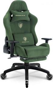 DOWINX 68A - Scaun Gaming Ergonomic, Extra-Lat și Construcție Heavy-Duty, Masaj in perna lombara, Material Textil respirabil, Suport picioare, Roti Silicon, Rezistent 150 kg, Verde