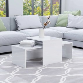 vidaXL Set măsuțe cafea, alb extralucios, 100x48x40 cm, lemn prelucrat