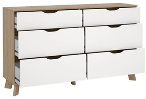 Comodă albă-în culoare naturală cu aspect de lemn de stejar 156x92x40 cm Ikast – Tvilum